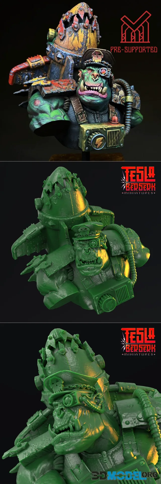 Tesla Berserk Miniatures - Ork Warboss Stormboyz Bust – Printable