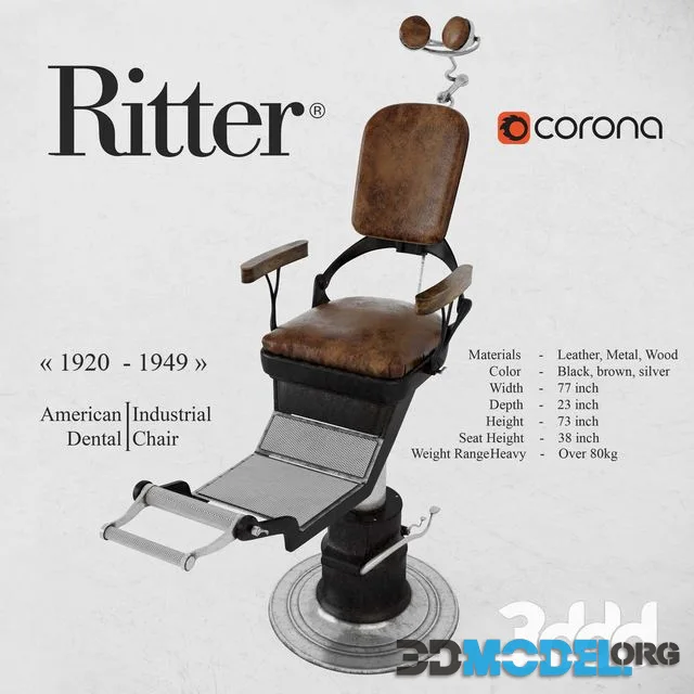 American Industrial Dental Chair from Ritter, 1920s