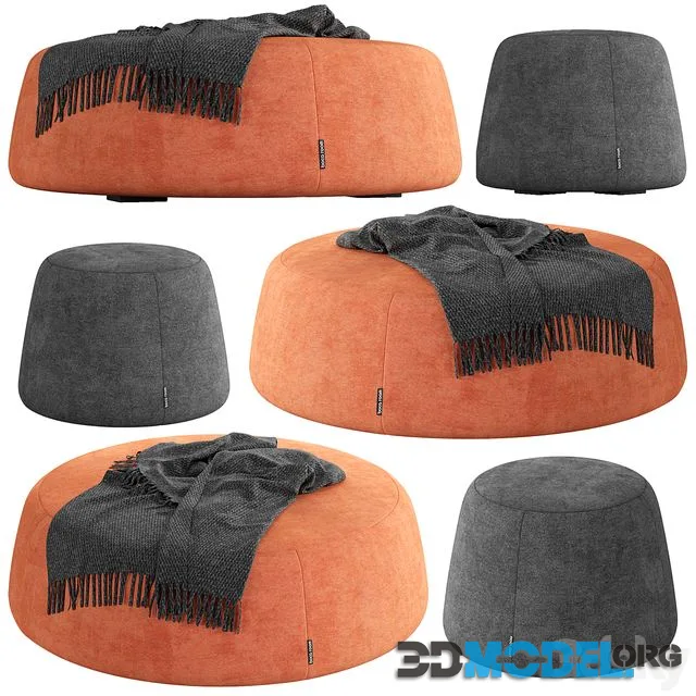 Boca pouf with plaid