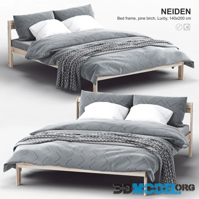 Ikea NEIDEN Bed frame, pine birch, Luröy