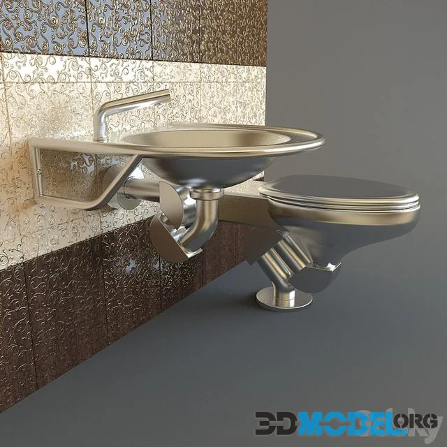 Metal Basin & Toilet
