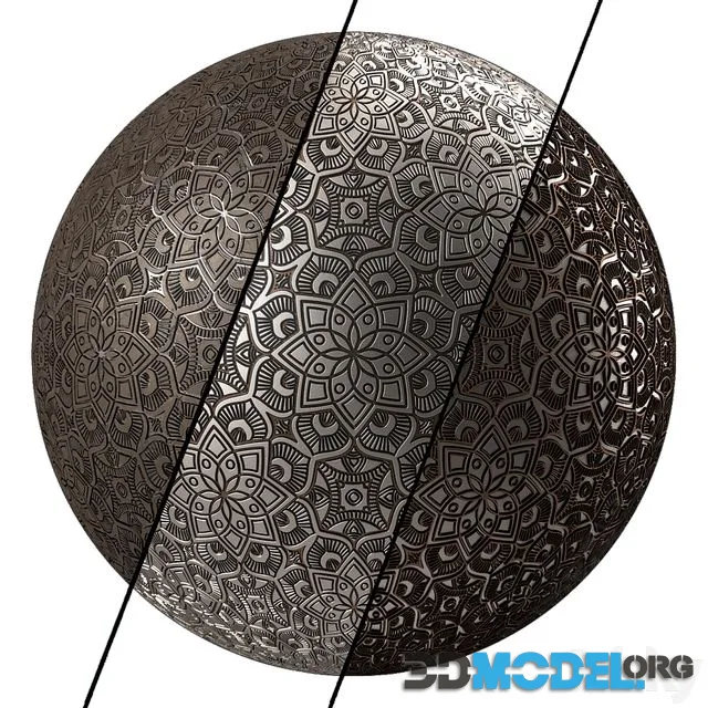 Metal Materials 18- Ornament Metal panels, Pbr 4k Seamless