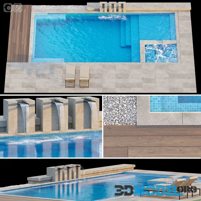 Pool 01 with sun loungers