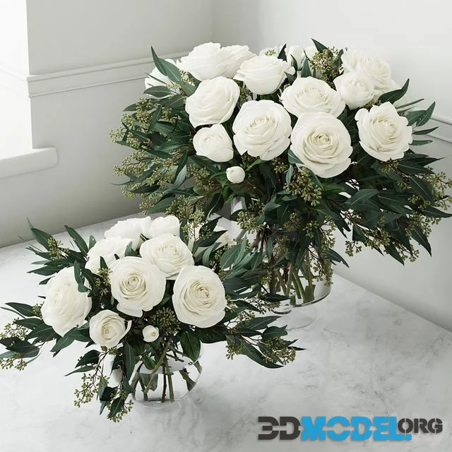 Nice bouquet with eucalyptus and roses