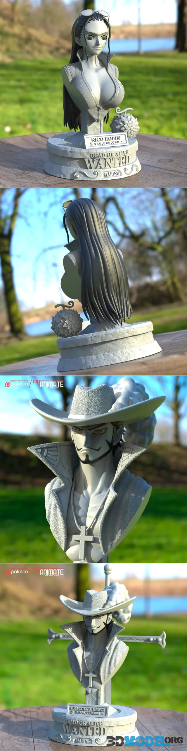 myAnimate - Robin Bust and Mihawk Bust – Printable