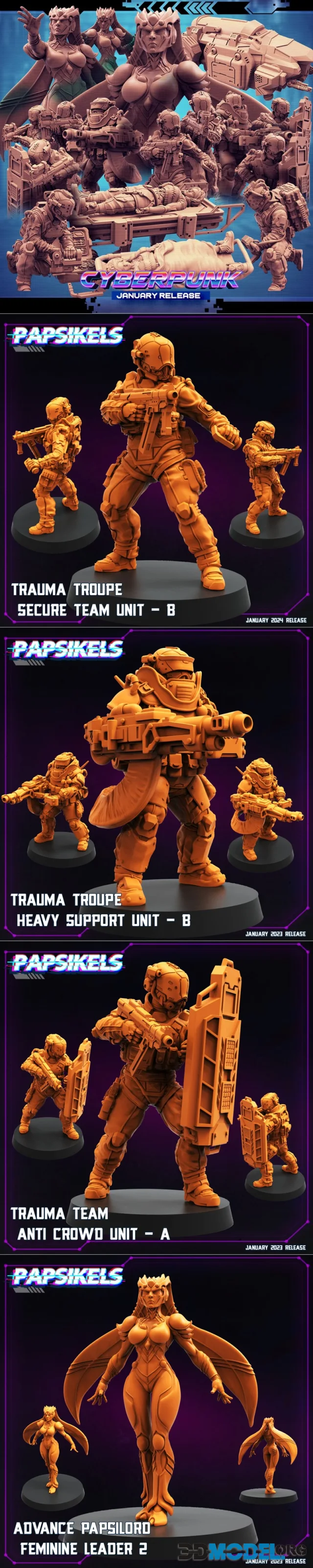 Papsikels Miniatures - Cyberpunk January 2024 – Printable