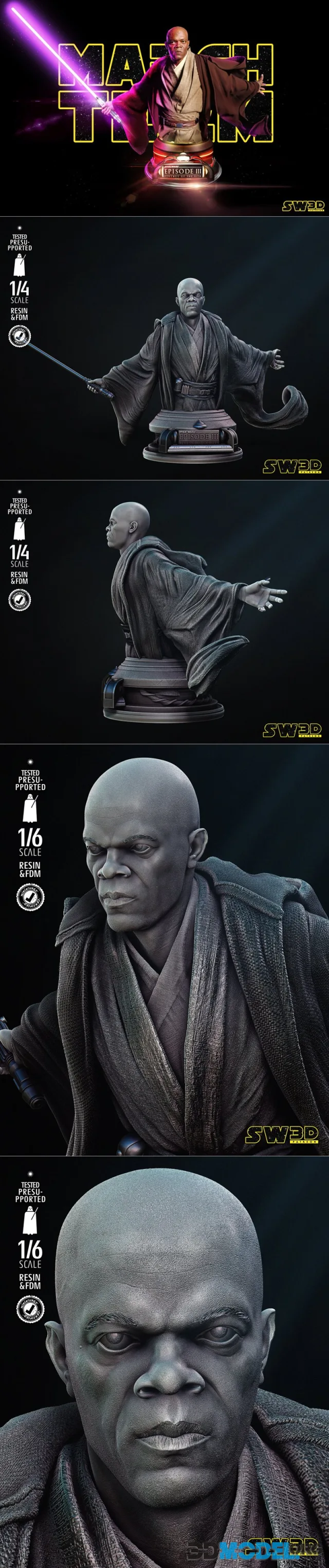 Star Wars - Mace Windu Bust – Printable