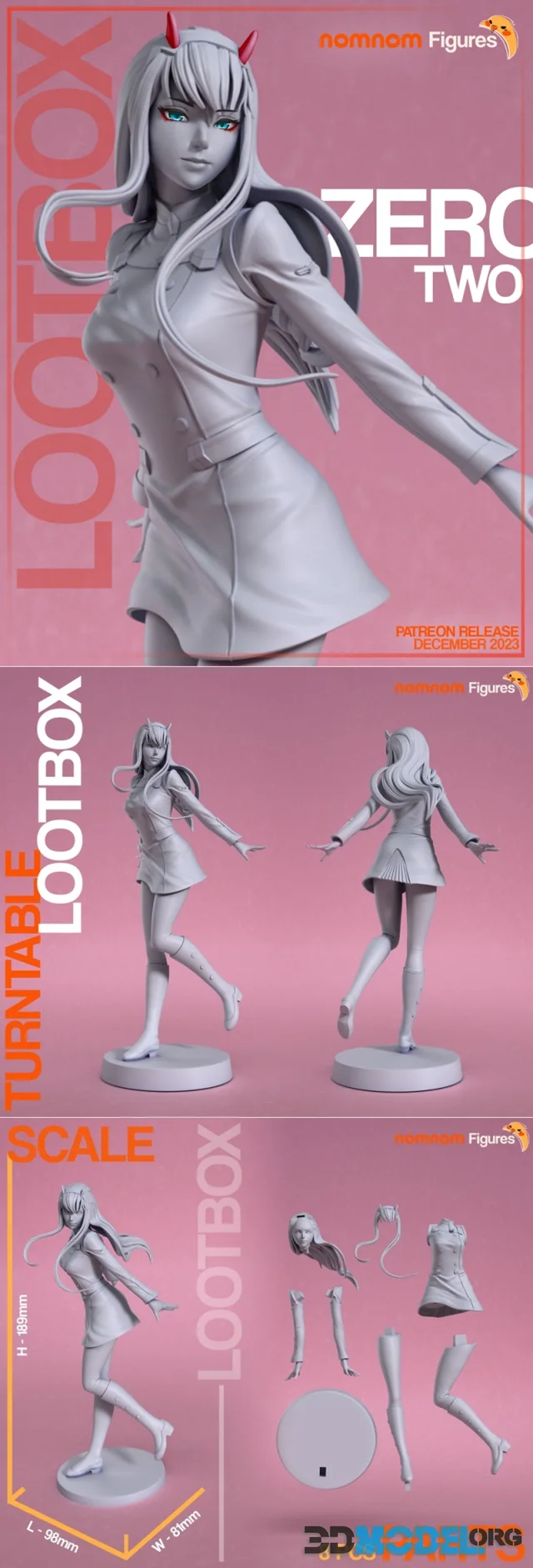 Nomnom Figures - Zero Two from Darling in the FRANXX – Printable
