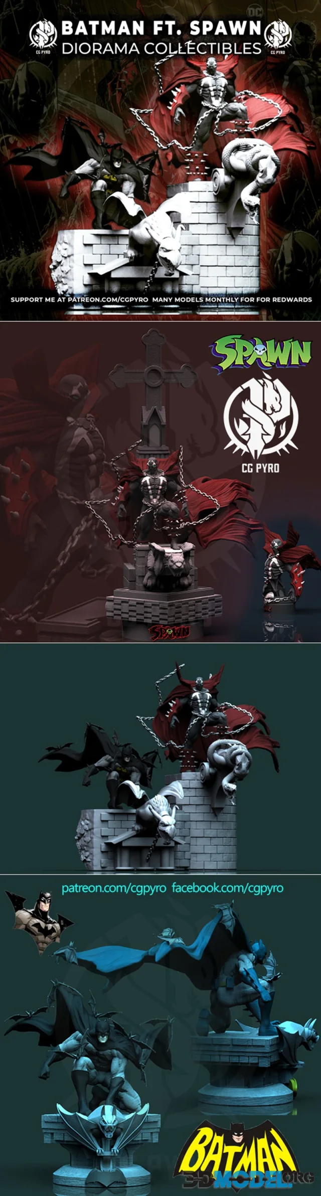 CG Pyro Digital Artist - Batman ft SPawn Diorama – Printable