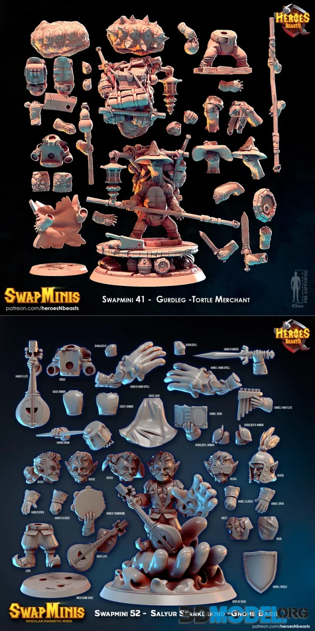 Gurdleg -Tortle Merchant and Salyur Sparklekind - GNOME BARD – Printable