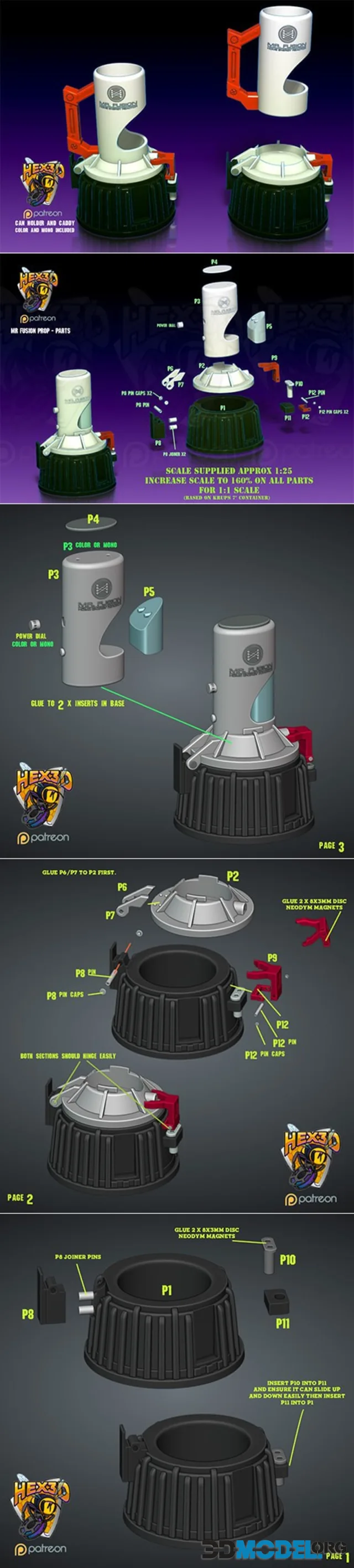 Hex3D - Mr Fusion – Printable