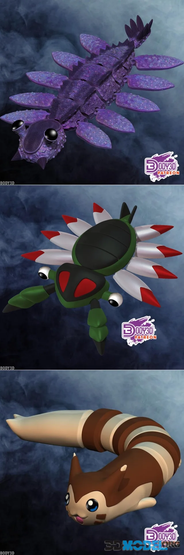 Articulated - Anomalocaris and Anorith and Furret – Printable