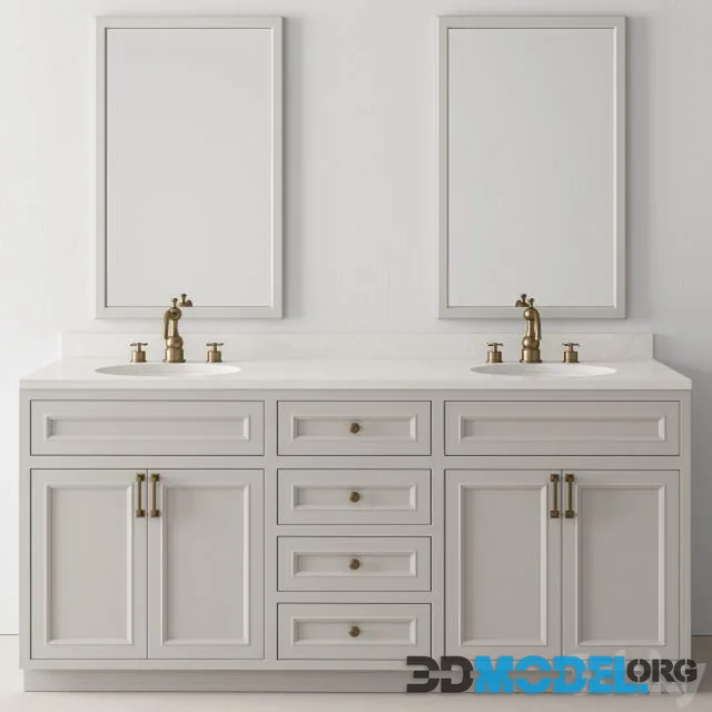 Bathroom Set Wood and Marble - Set 24