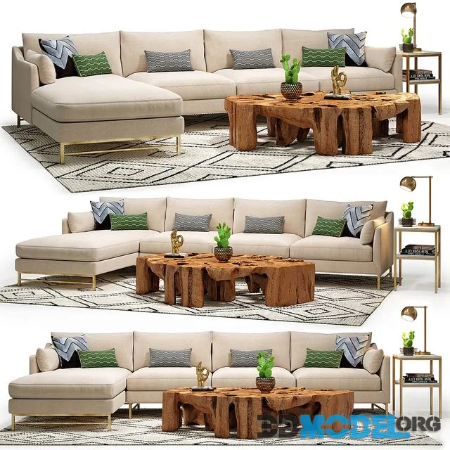 Benson Sectional & Meteor Coffee Table Set