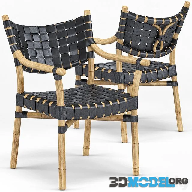 Canyon Leather And Rattan Chair
