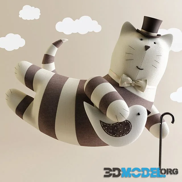 Cat with bird toy