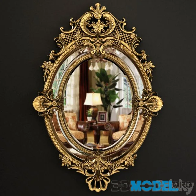 Century French Louis XV Fine Gilt Carved Oval Mirror