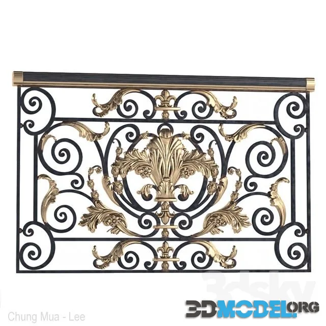 Classic wrought iron enclosure with cast inlays. Classic forged fence