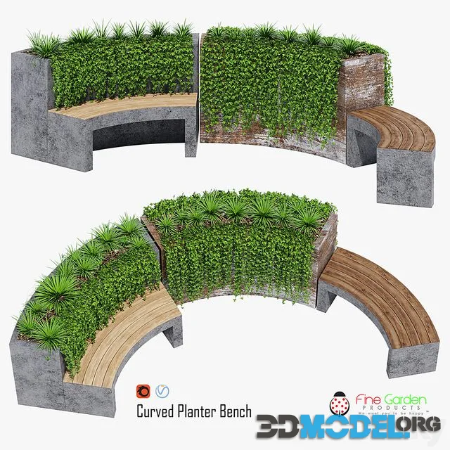 Curved planter bench two