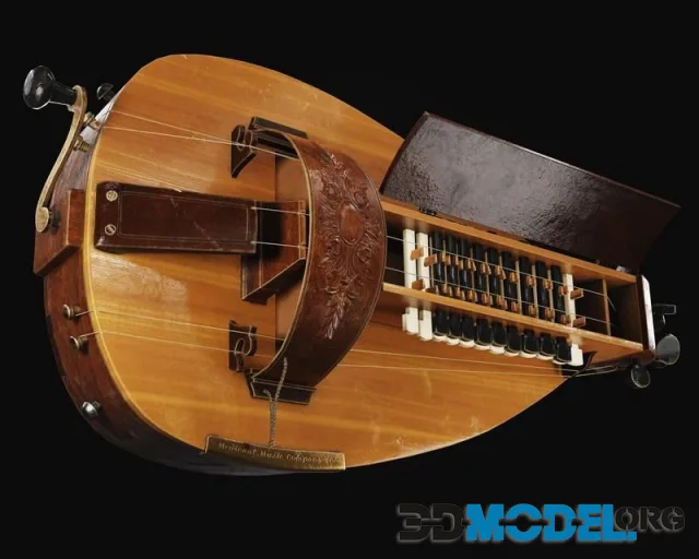Hurdy-gurdy medieval musical instrument (PBR)
