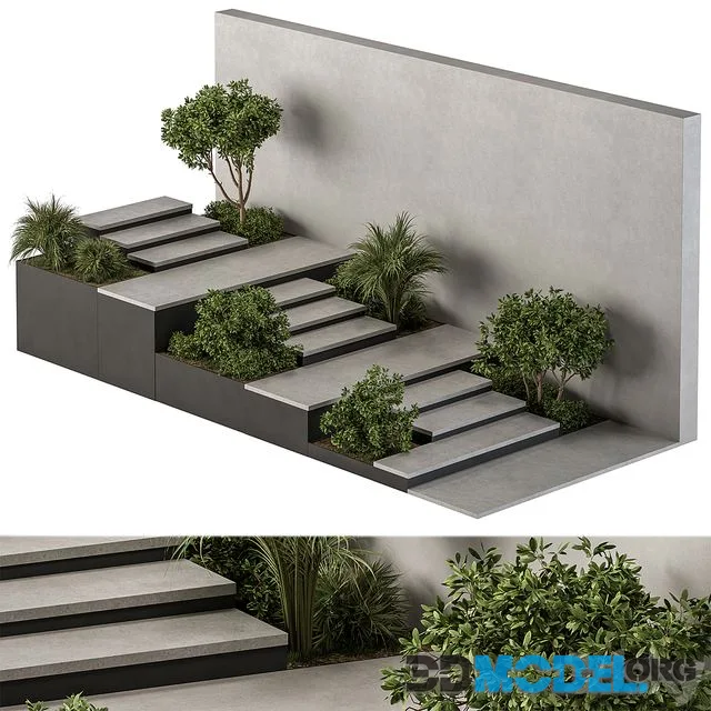 Landscape Furniture stairs with ivy and Garden – Architect Element 57