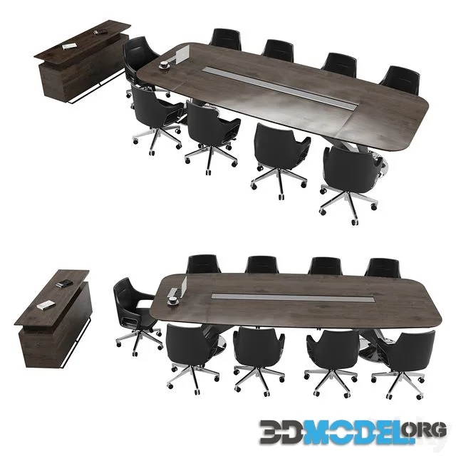Meeting Table with Office Chairs and Cabinet