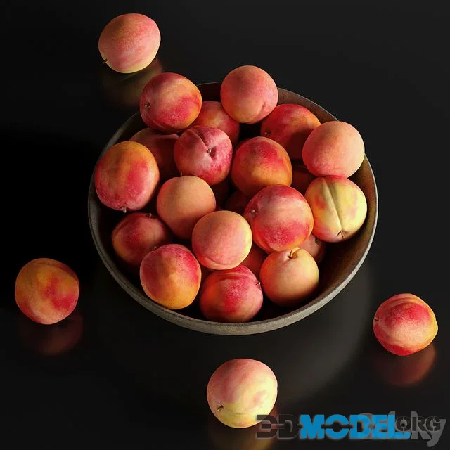 Peaches in a Ceramic Bowl