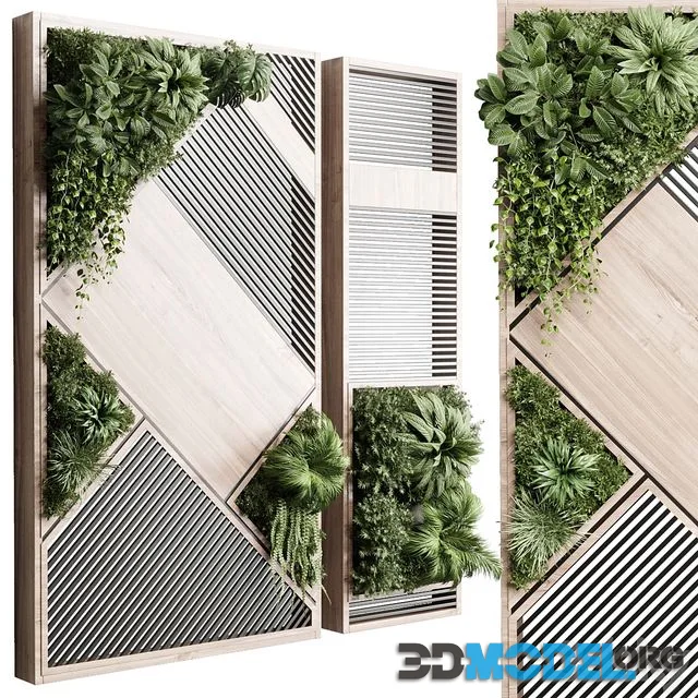 Plants set partition in wooden frame- Vertical graden wall decor box 29