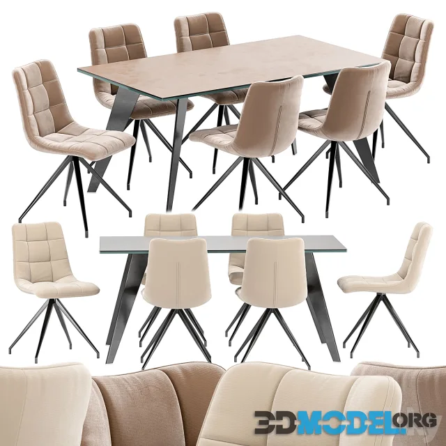 Sedia Diamond dining chair and Nack table