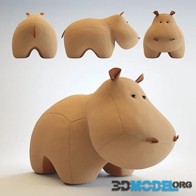 Toy hippopotamus made of felt