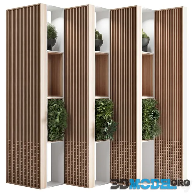 Wooden Partition With Plant 01