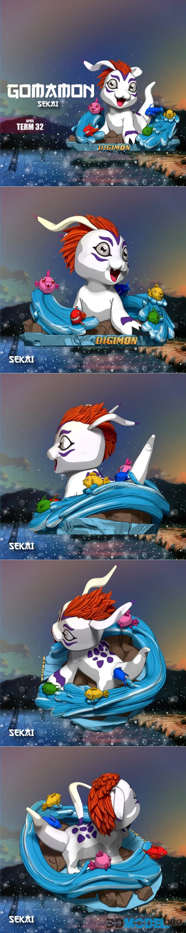 Sekai - Gomamon Statue and Bust – Printable