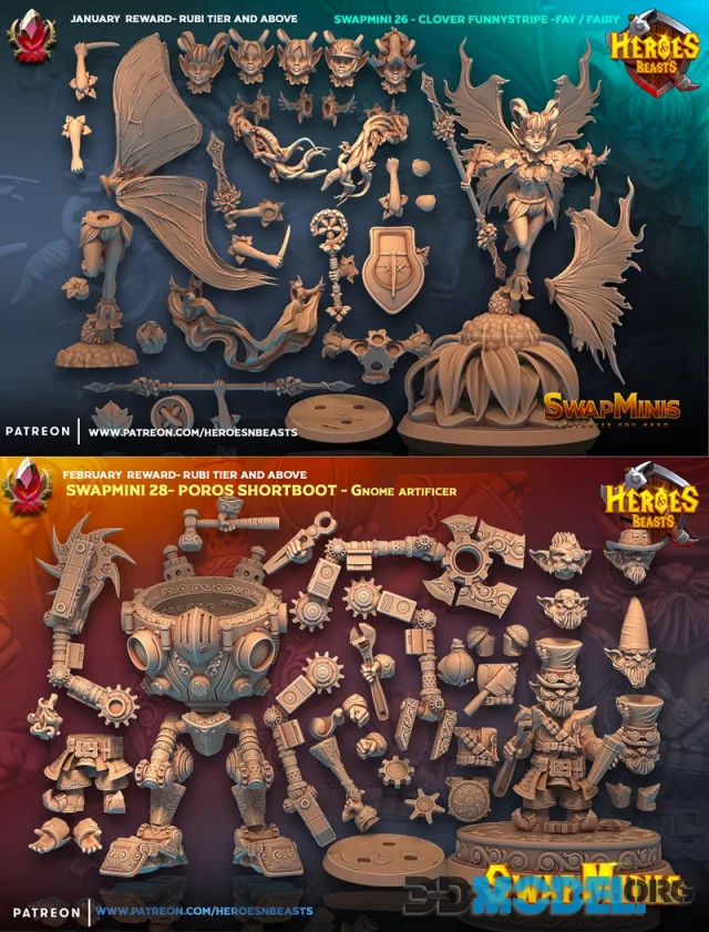 Heroes & Beasts - Swapmini 26 and Swapmini 28 – Printable