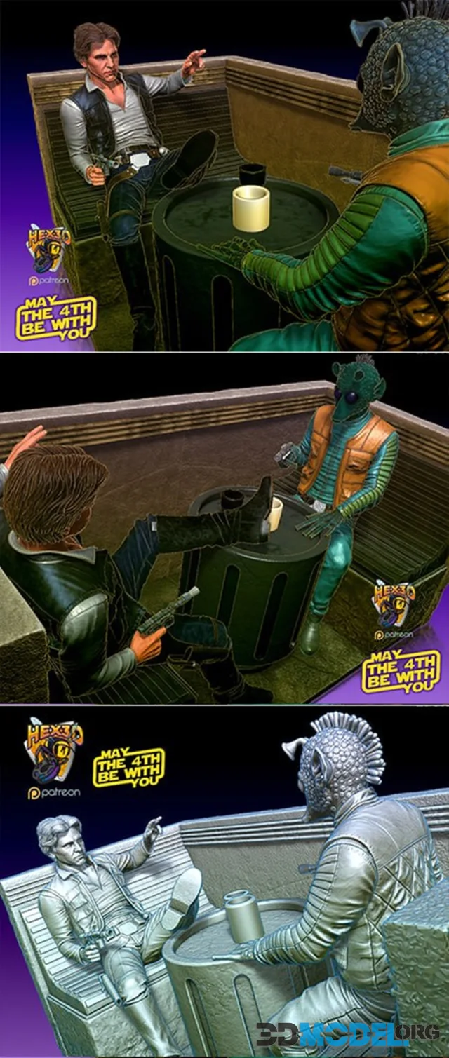 Hex3D - Han Greedo Diorama – Printable