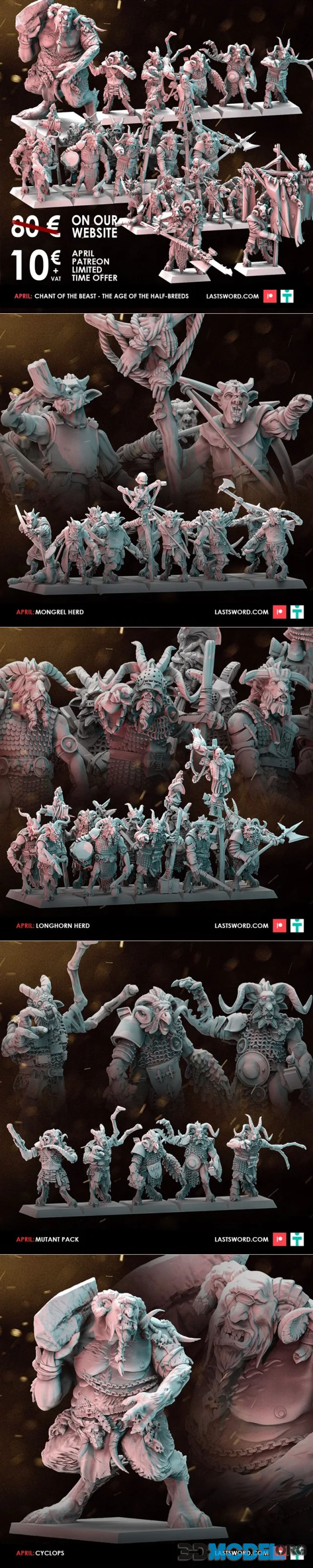 Last Sword Miniatures - The Age of the Half-Breeds April 2024 – Printable
