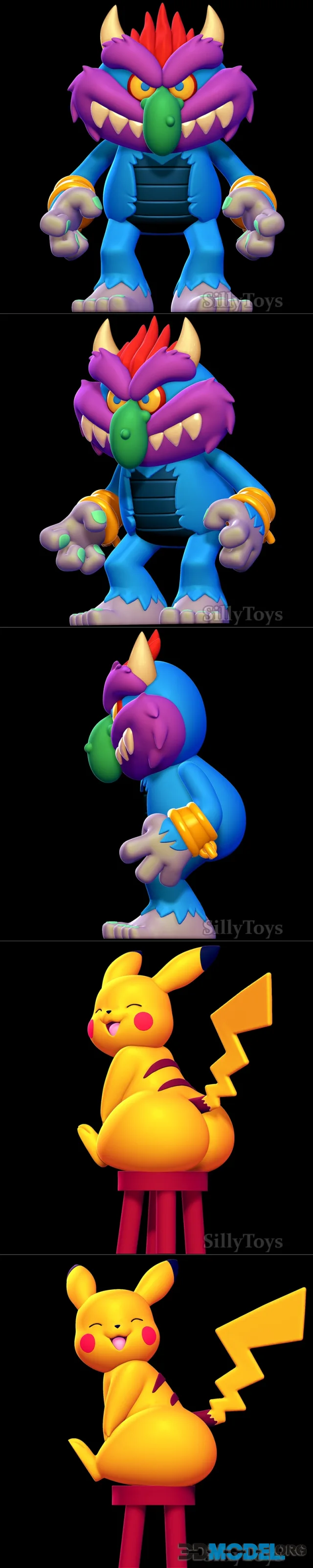 My Pet Monster and Pikachu Sitting on a Stool – Printable