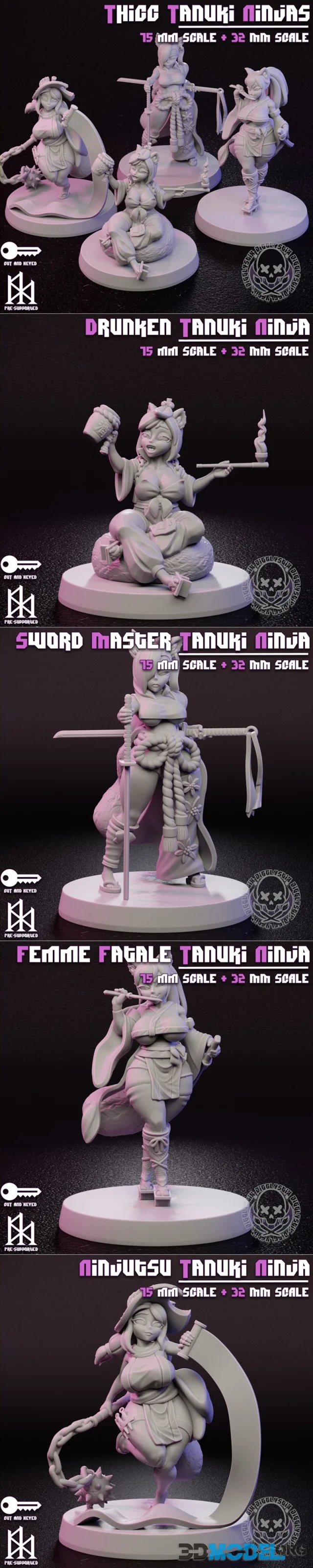 Jigglystix - Thicc Tanuki Ninjas Bundle – Printable
