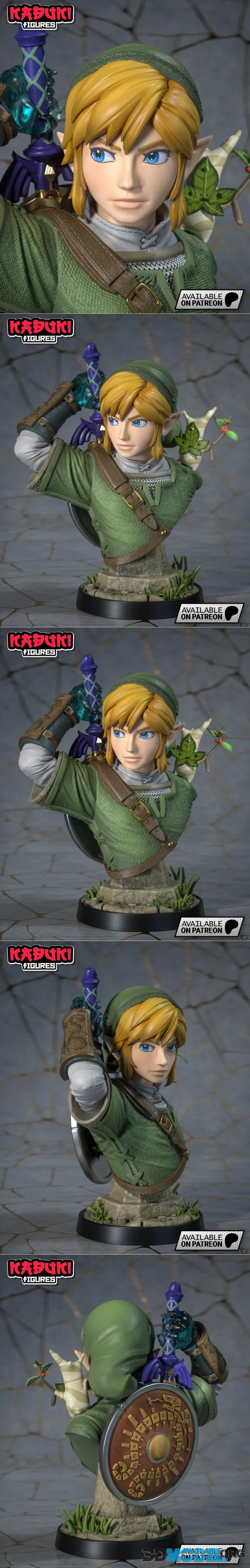 Kabuki Figures - Link Bust - Zelda TOTK – Printable