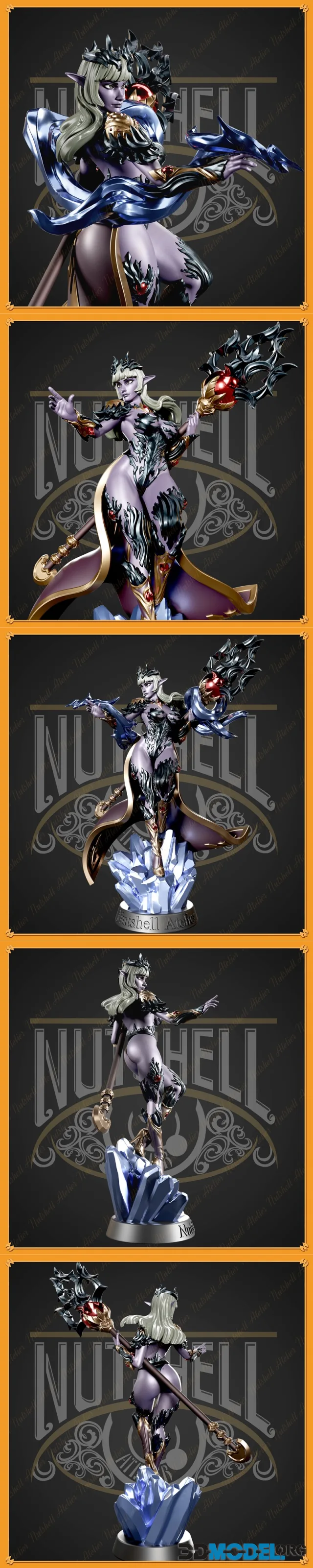 Nutshell Atelier - Dark elf sorceress – Printable