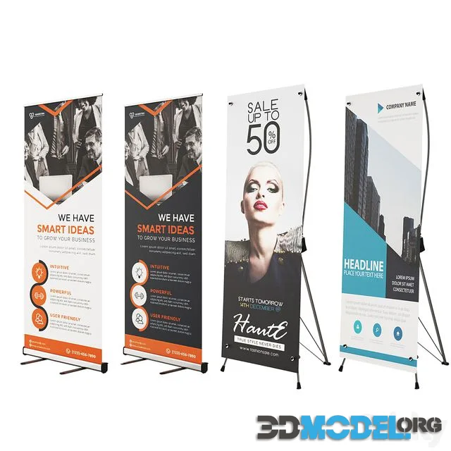 Realistic set of Advertising Banner Stands