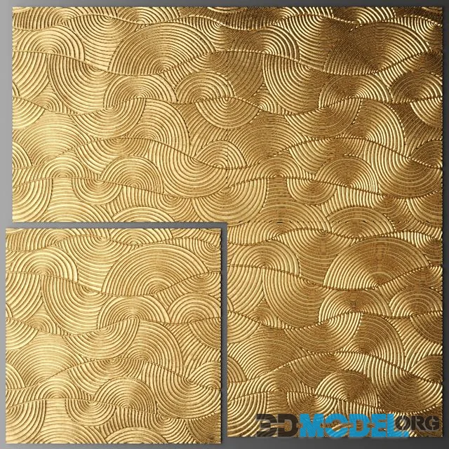 Decor for wall. Panel. 3D Gold