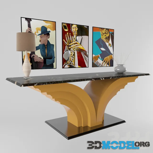 Decorative console set with paintings