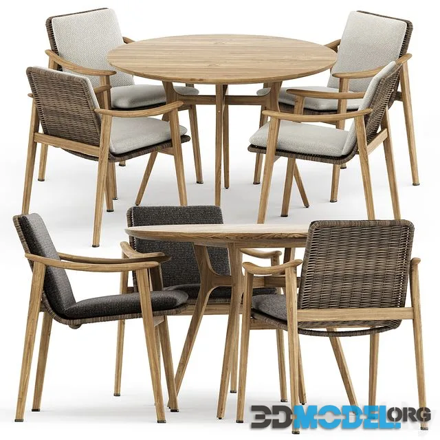 Fynn Outdoor chair by Minotti and Ren Dining table C1100 by Stellarworks