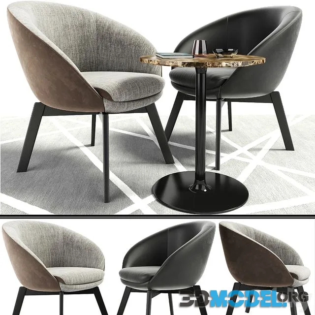 Minotti Russel Lounge Chair With Oliver Table