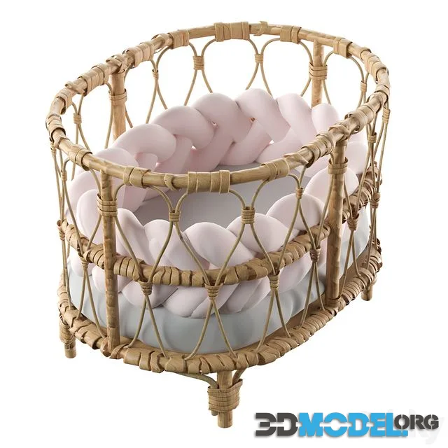 Rattan doll bed