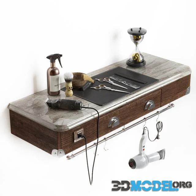 The working table of the hairdresser. Barbershop
