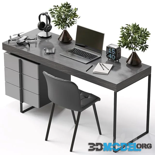 Workplace with decor and electronics