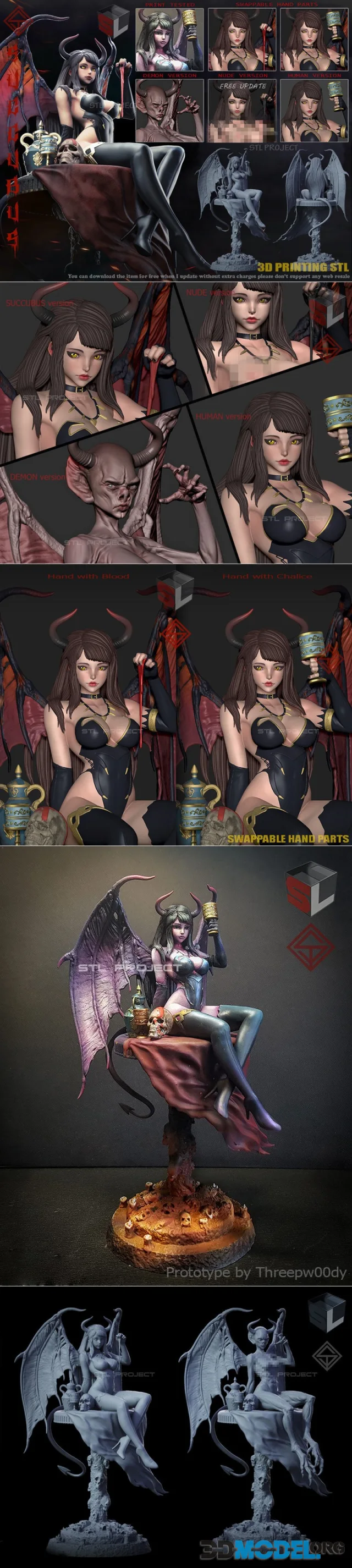 STL Project Succubus New Model 3 Versions – Printable