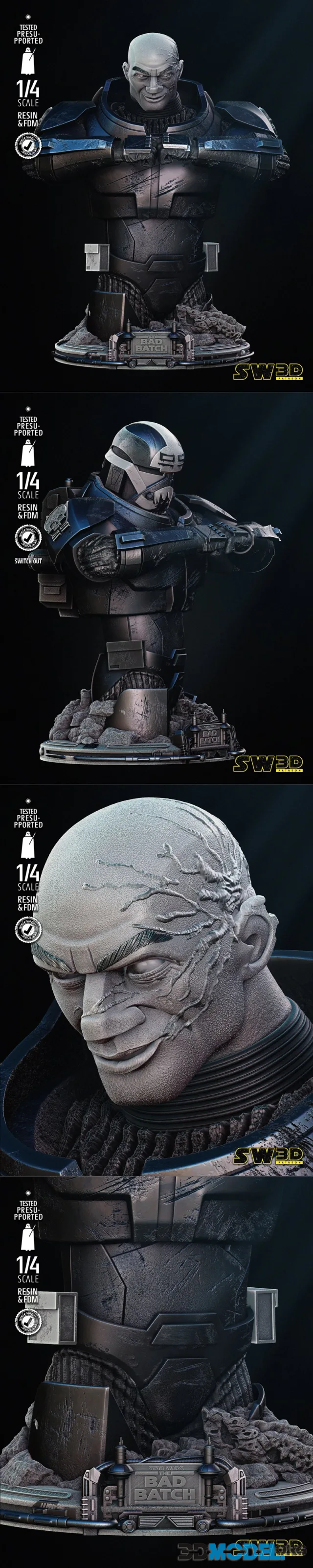 SW3D - Wrecker Bust – Printable