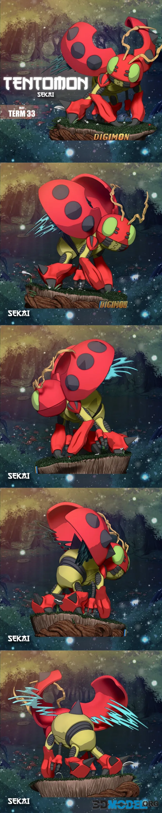 Sekai - Tentomon Sculpture and Bust – Printable